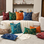 Alerfa Brown Neutral Floral Pillow Cover 12 x 20 Inch, Vintage Cut Velvet Rectangle Couch Throw Pillow Cover Soft Decorative Farmhouse Accent Pillowcase for Living Room Bedroom