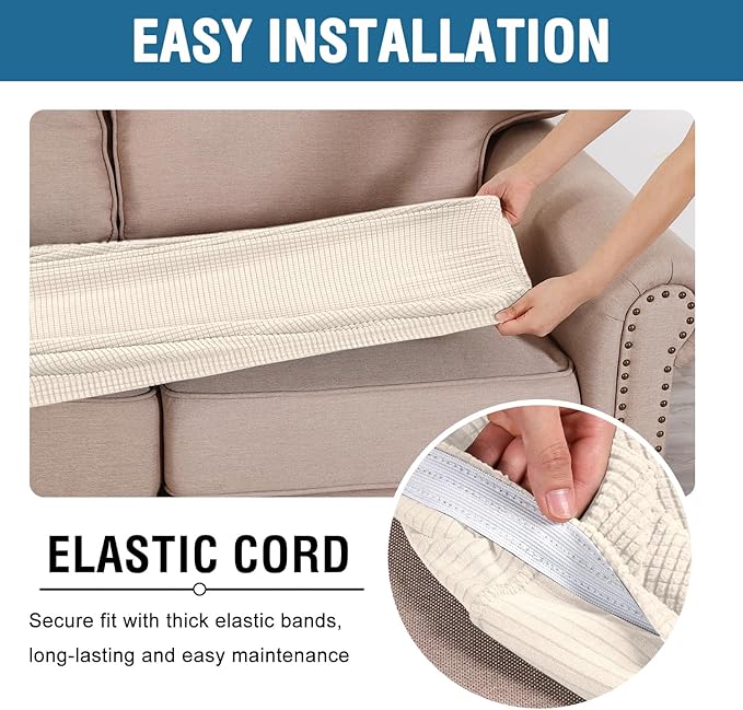 H.VERSAILTEX Super Stretch Individual Seat Cushion Covers Sofa Covers Couch - Image 5