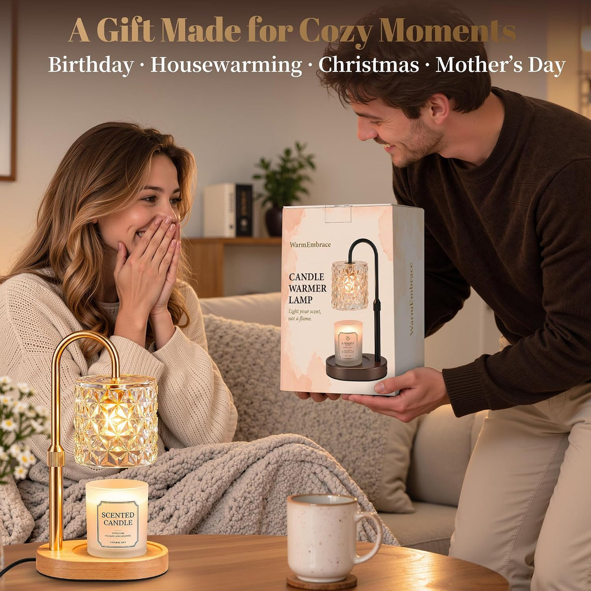 Candle Warmer Lamp with Timer, Home Decor Birthday Gifts for Women,  Gold