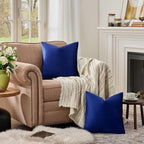 GIGIZAZA Blue Decorative Throw Pillow Covers, 20x20 Velvet Square Solid Couch - Image 3