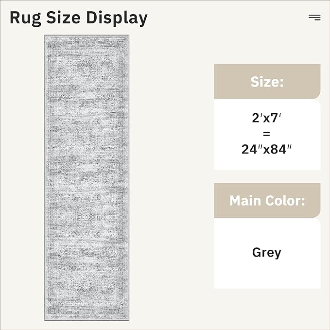Runner Rug 2x7 Washable Non-Slip Hallway Runner Rugs - Image 5
