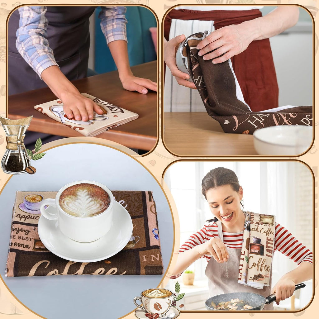 Bencailor 6 Pcs Coffee Kitchen Towels Decorative Dish Towels Sets