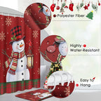 ArtSocket Christmas Bathroom Sets with Shower Curtain and Rugs Red Snowman