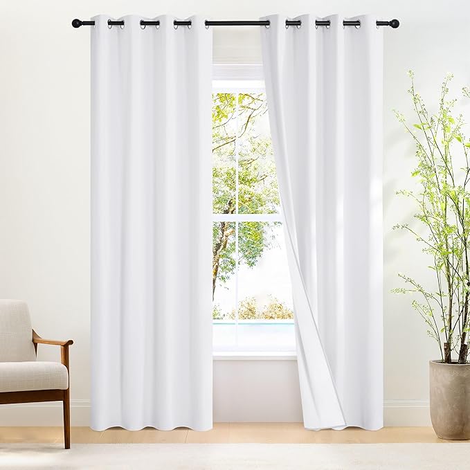 NICETOWN White Blackout Curtains 84 inches Long, Grommet 100% Blackout Window by NICETOWN