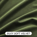 RYB HOME Olive Green Velvet Curtains 90 inches Long - Image 2