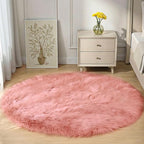 Goolela Pink Circle Rug 4ft for Girls Bedroom Round Fuzzy Fluffy Faux Fur - Image 2