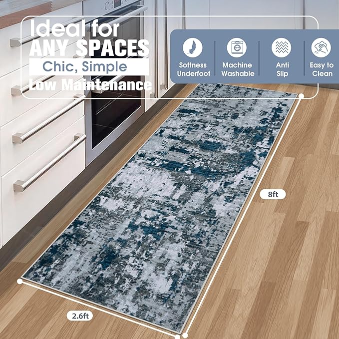 Runner Rug for Hallways Kitchen 2'6"x8' Washable Non Slip: Carpet Non Skid 8ft - Image 2