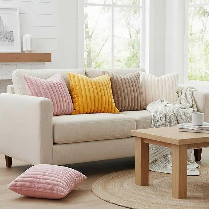 decorUhome Summer Cozy Faux Fur Throw Pillow Covers 16x16 Set of 2 Decorative - Image 5