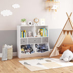 IDEALHOUSE 3-Tier Kids Bookshelf, Toy Storage Organizer with 3 Drawers,Wooden Bookcase with Large Toy Storage Cabinet for Playroom, Hallway, Kindergarten, School Toy Shelf Organization,(White)