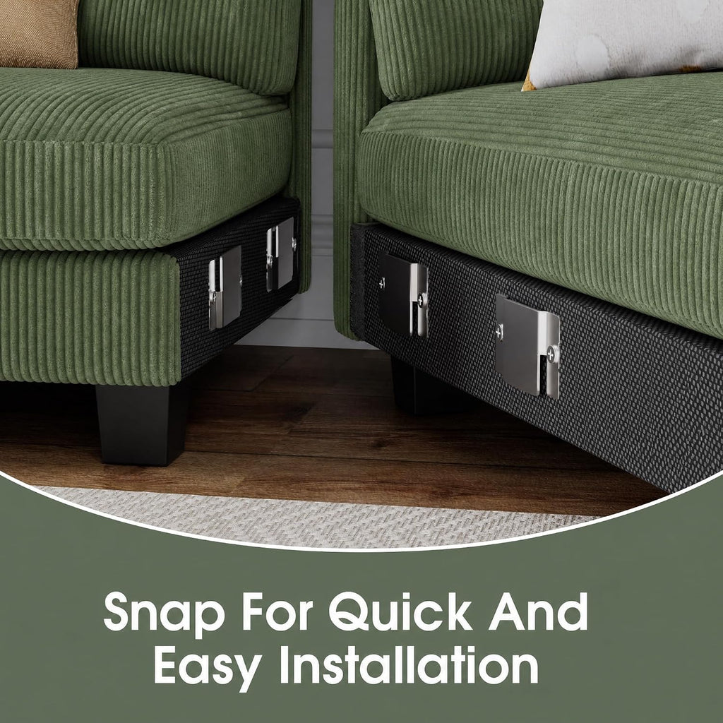 Furniwell U-Shaped Convertible Sectional Sofa Couch, Corduroy, Deep Green