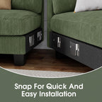 Furniwell U-Shaped Convertible Sectional Sofa Couch, Corduroy, Deep Green