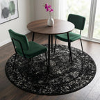 Unique Loom Sofia Collection Area Rug - Casino (3' 3" Round, Black/ Ivory)