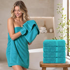 Chakir Turkish Linens 100% Cotton 4-Pack Bath Towels 27x54, Aqua