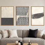 Aryroi Black and Beige Abstract Minimalist Framed Canvas Wall Art-24"x36"x3