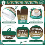 Fourluoo 8 Pcs Teal Green Kitchen Towels Oven Mitts and Pot Holders Sets