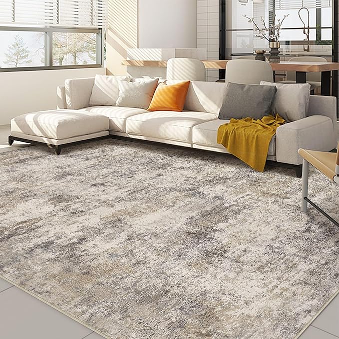 Nakagishi 10x12 Area Rugs Living Room: Washable Abstract Large Neutral Soft Rug by NakagishiAreaRug