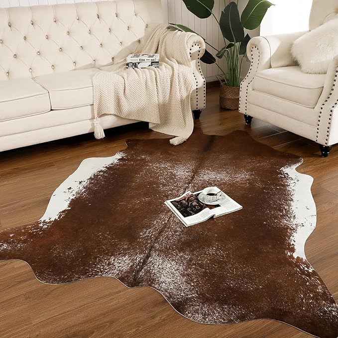 AROGAN Western Decor Faux Fur Cowhide Rug, Middle Size Premium Animal Skin Cow - Image 2
