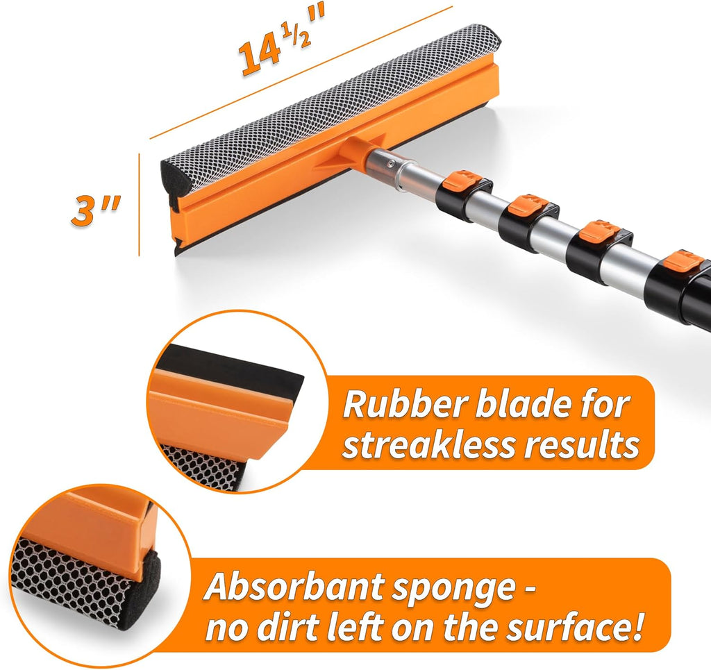 5-30 ft Window Washer Squeegee Kit with Extension Pole (36+ Foot Reach)