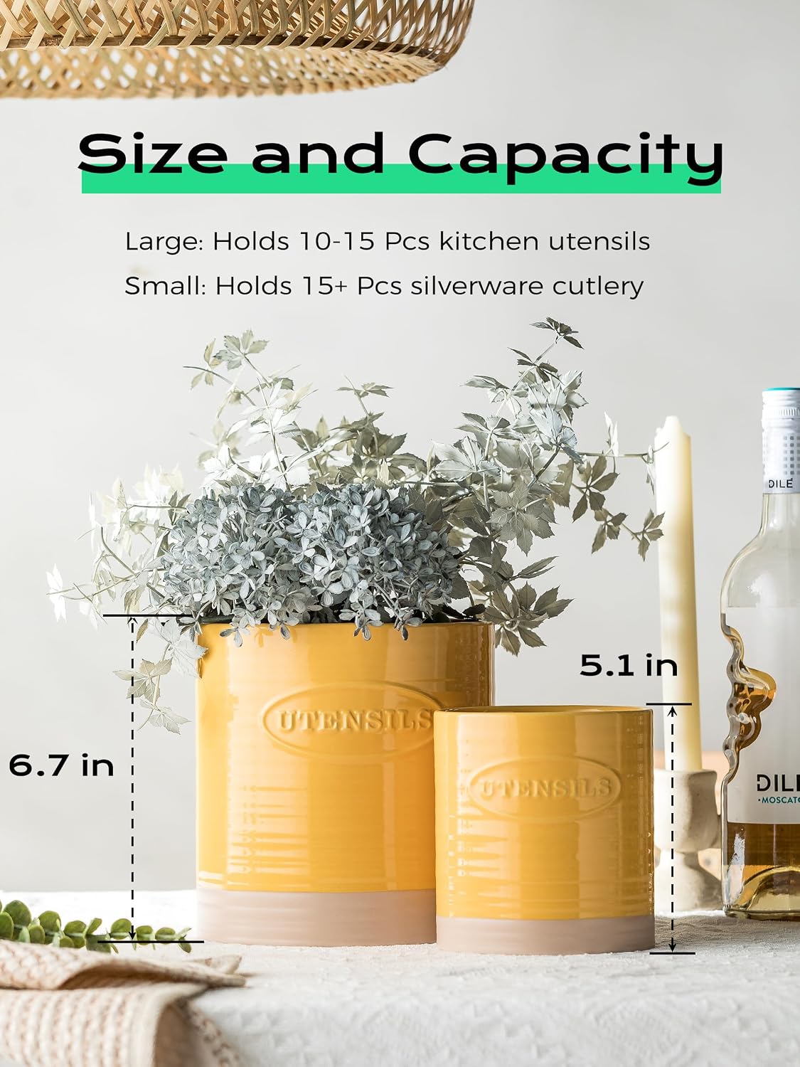 YHOSSEUN Kitchen Utensil Holder Set of 2,Utensil Holder for Kitchen Counter