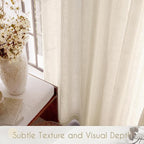 Apricot Linen Curtain 84 inch Length 2 Panels Set Back Tab Light Filtering - Image 4