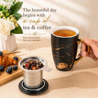 AmorArc Tea Cup With Infuser and Lid, 18oz Loose Leaf Tea Mug With Steeper