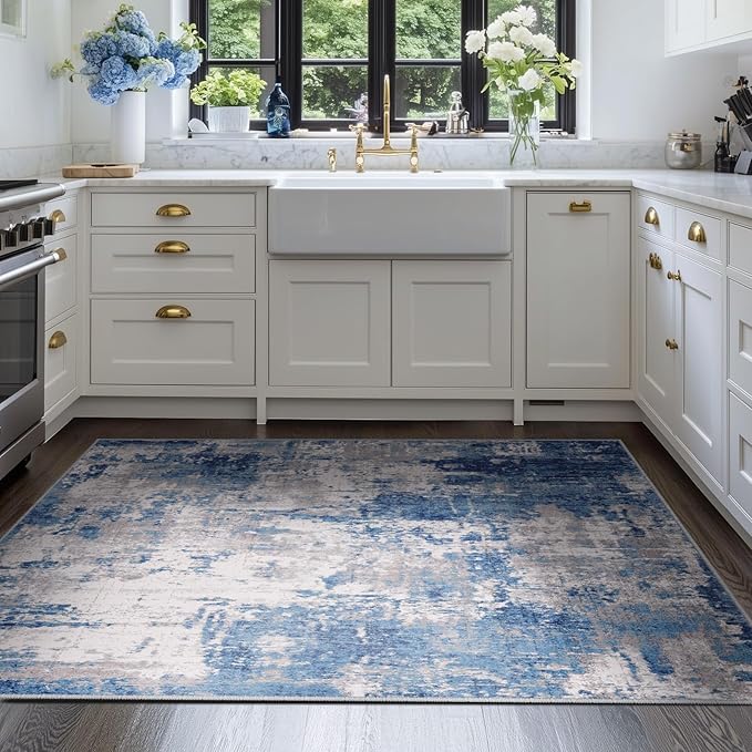 Washable Area Rugs 4'x6' Non-Slip Modern Abstract Soft - Image 3