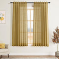 Gold Linen Curtains 63 Inches Long 2 Panel Sets by Nanspring