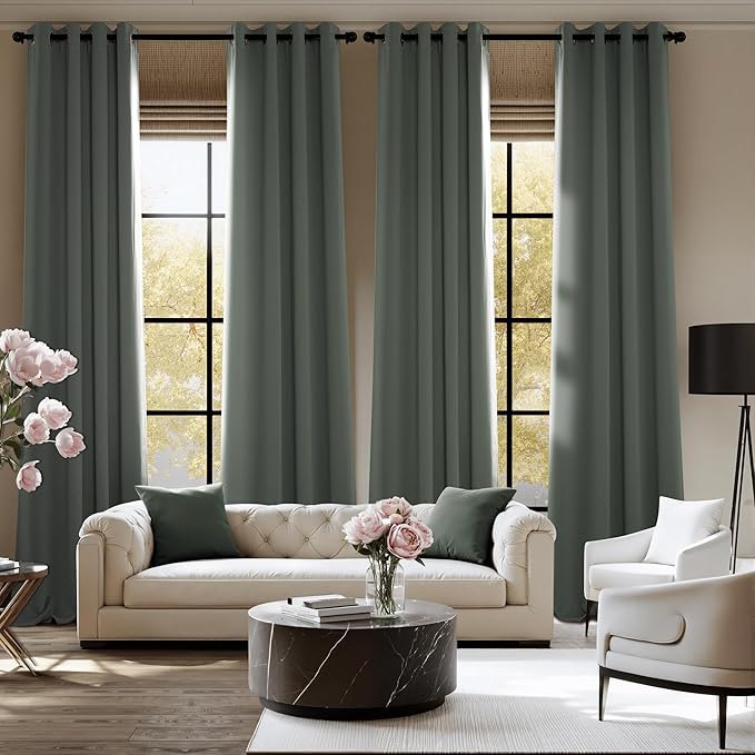 NICETOWN Room Darkening Draperies Curtains Panels, 2 Panels Dark Mallard W52 x - Image 2