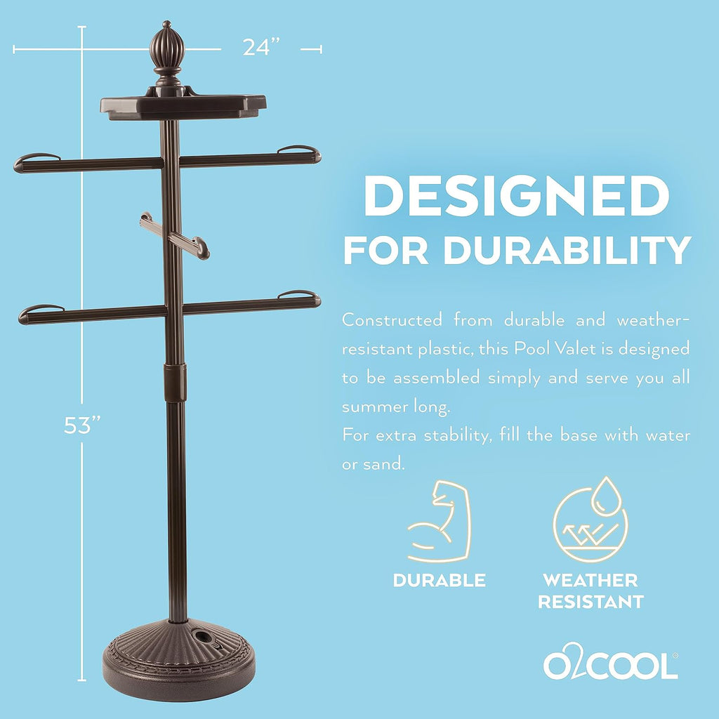 O2COOL Pool & Spa Valet Adjustable Patio Towel Holder Weighted Bronze
