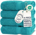 Chakir Turkish Linens 100% Cotton 4-Pack Washcloths 13x13, Aqua