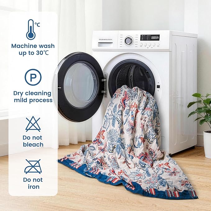 MSGKV Boho Throw Blanket 60"x80" 100% Cotton Floral Blanket - Image 7