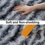 Soft Runner Rugs for Bedroom Hallways, 2x6 Black and White Fluffy Shag Throw - Image 7