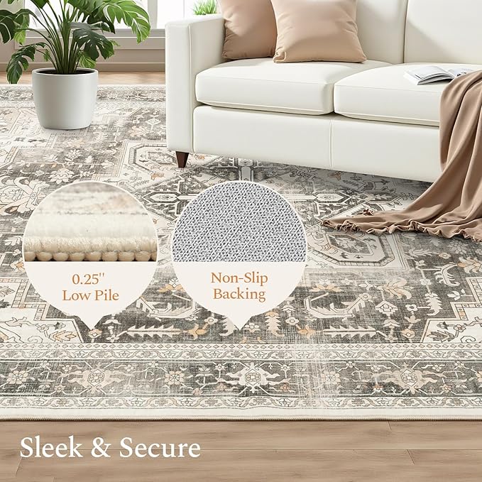 Rugflix 5x7 Area Rugs for Living Room, Machine Washable Rug Non Slip Stain - Image 4