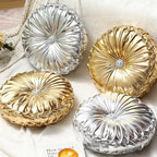 Kathfly Set of 4 Decorative Round Pleated Throw Pillows, Classy Velvet Pumpkin by Kathfly