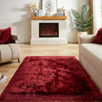 AMTOVO Faux Fur Sheepskin Rug for Living Room, 4 x 6 ft Burgundy Fluffy Area - Image 2