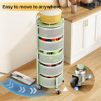 SNTD 5-Tier Fruit and Vegetable Basket Bowls for Kitchen, Rotating, Green