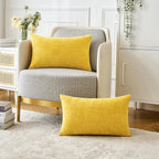 MIULEE Pack of 2 Couch Throw Pillow Covers 12x20 Inch Soft Yellow Chenille - Image 5