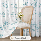HOMEIDEAS Non-See-Through Teal and White Privacy Sheer Curtains 52 X 84 Inch - Image 4