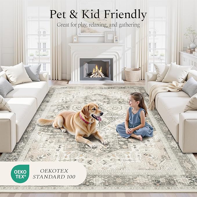 Rugflix 5x7 Area Rugs for Living Room, Machine Washable Rug Non Slip Stain - Image 5