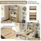 Merax Sideboard Buffet Cabinet with Foldable Dining Table, Multifunctional Cupboard with Storage Shelf and Hooks, for Small Places,Studio, Apartment