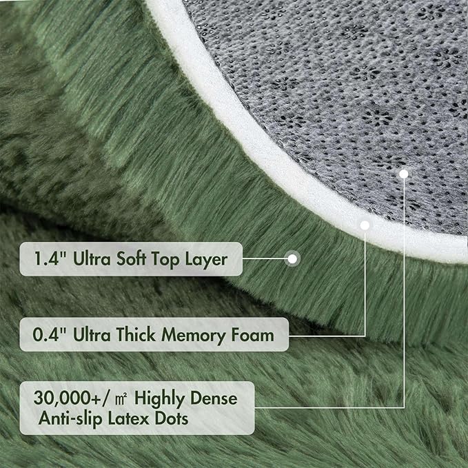 5x7 Ft Shag Green Area Rug for Bedroom Living Room, Ultra Soft Fluffy Furry - Image 8