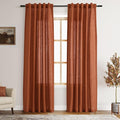 Terracotta Linen Blend Drapes 84 Inch Length 2 Panels Set Back Tab Rod Pocket by Nanspring