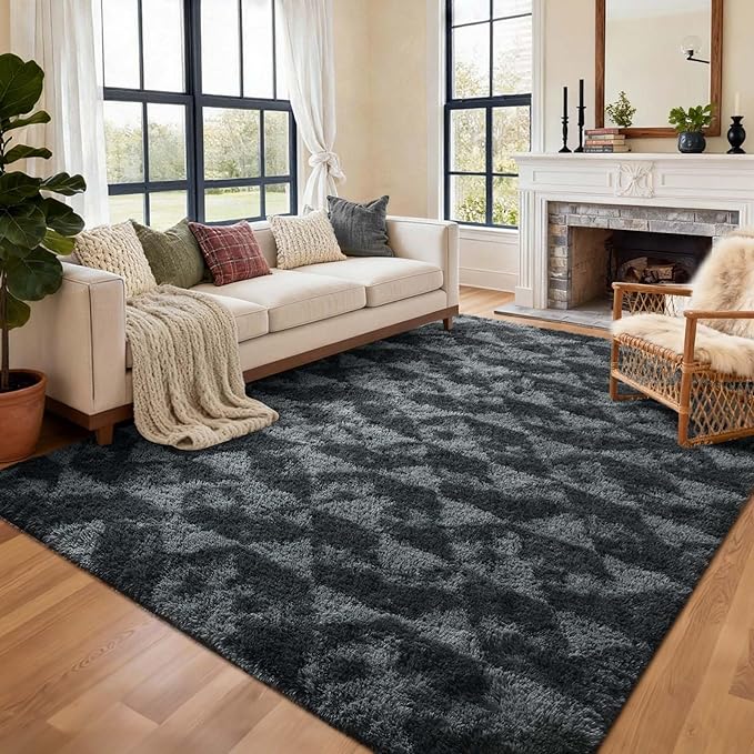 6x9 Ft Large Shag Rugs for Bedroom Living Room for Men Boys, Tie Dyed Ultra by Cuzwlovita