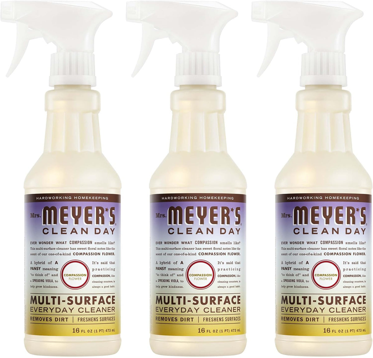 MRS. MEYER'S CLEAN DAY Multi-Surface Cleaner, Compassion Flower, 3 Pack