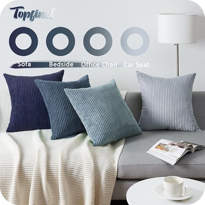 Topfinel Navy Blue Euro Shams Decorative Throw Pillow Covers 26x26 Inch Set of 4 - Image 6