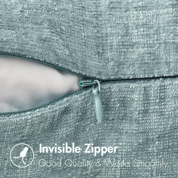MIULEE Pack of 2 Light Blue Throw Pillow Covers 24x24 Inch Soft Chenille Pillow - Image 3