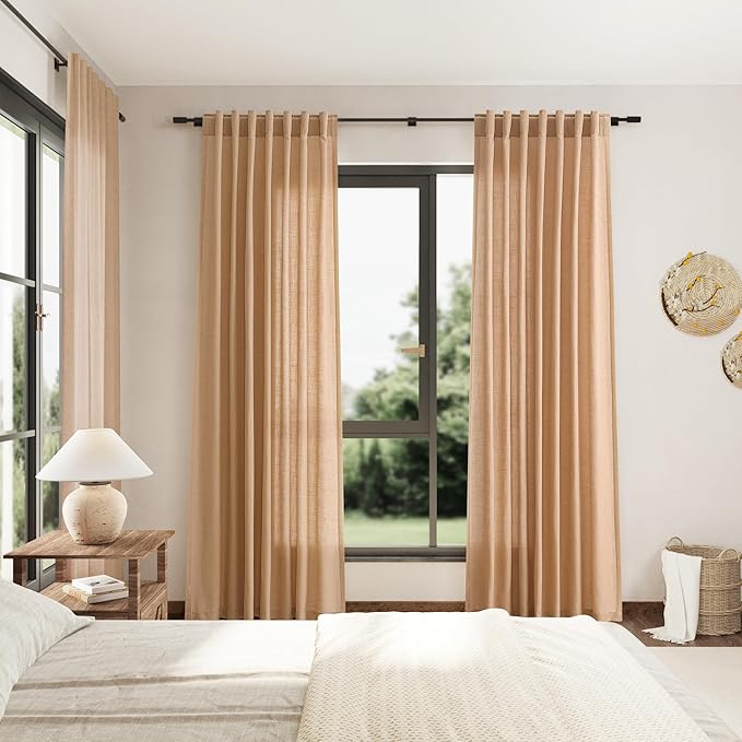 Nanspring Camel Linen Curtains 2 Panels Set - Image 7