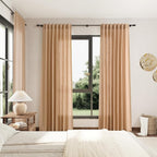 Extra Long Camel Linen Curtain 108 Inches Long 2 Panels Set Back Tab Drapes - Image 7
