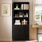 IRONCK 71 in Bookshelf with Doors and Drawers, Industrial Tall Bookcase