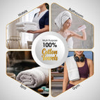100% Cotton Towel Set 6 Piece, Soft & Absorbent, Quick Dry, Bathroom Towels Set (2 Bath Towels, 2 Hand Towels, 2 Washcloths), White